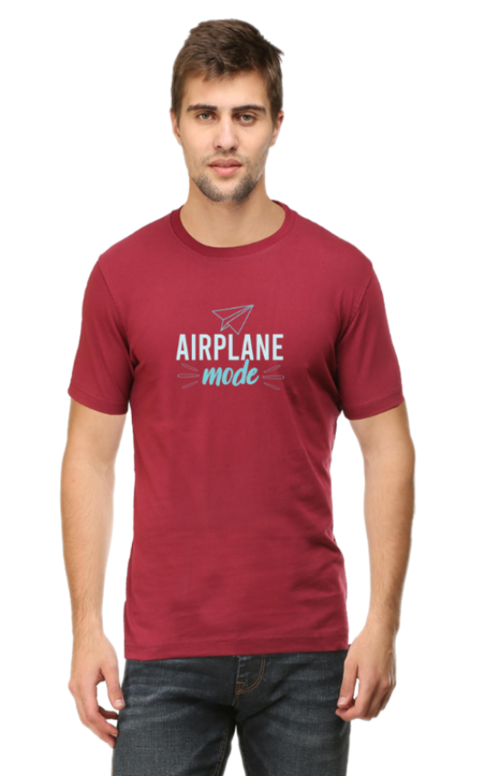 Maroon Airplane Mode Short Sleeve TShirt Blue