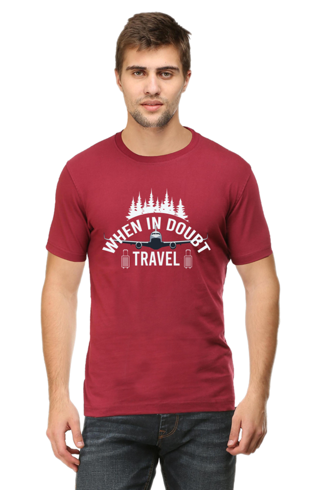 Navy Travel in Doubt Round Neck Tshirt