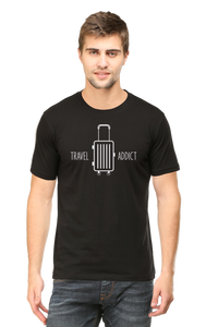 Navy Travel Addict Half Sleeve Tshirt