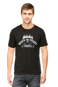 Maroon Travel in Doubt Round Neck Tshirt