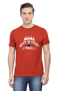 Maroon Travel in Doubt Round Neck Tshirt