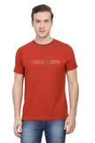 Red Straight Tripping Round Neck Tshirt