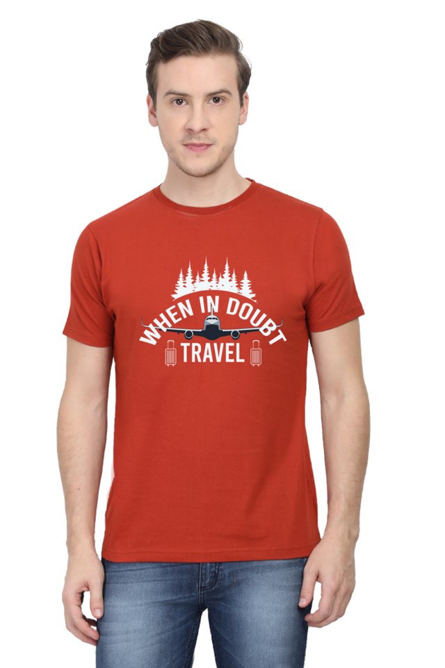 Navy Travel in Doubt Round Neck Tshirt