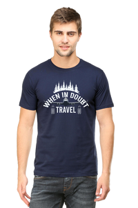 Navy Travel in Doubt Round Neck Tshirt