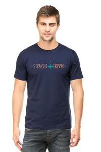 Blue Straight Tripping Round Neck Tshirt