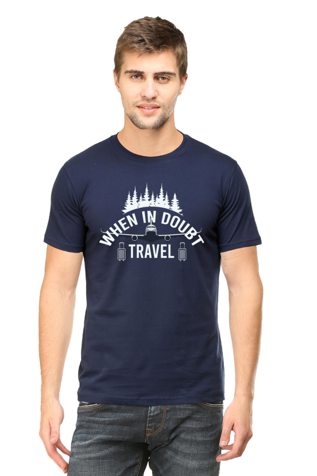 Maroon Travel in Doubt Round Neck Tshirt