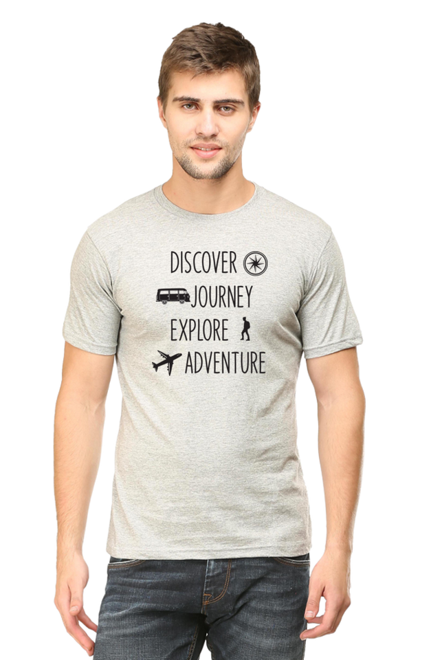 Yellow Discover Journey Half Sleeve Tshirt