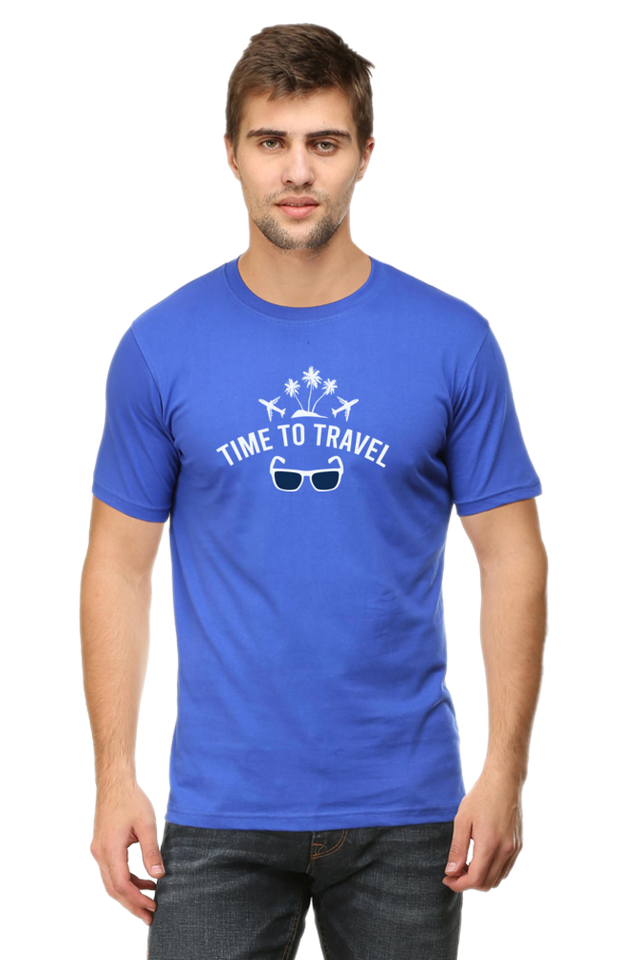 Royal Blue Time to Travel Round Neck Tshirt