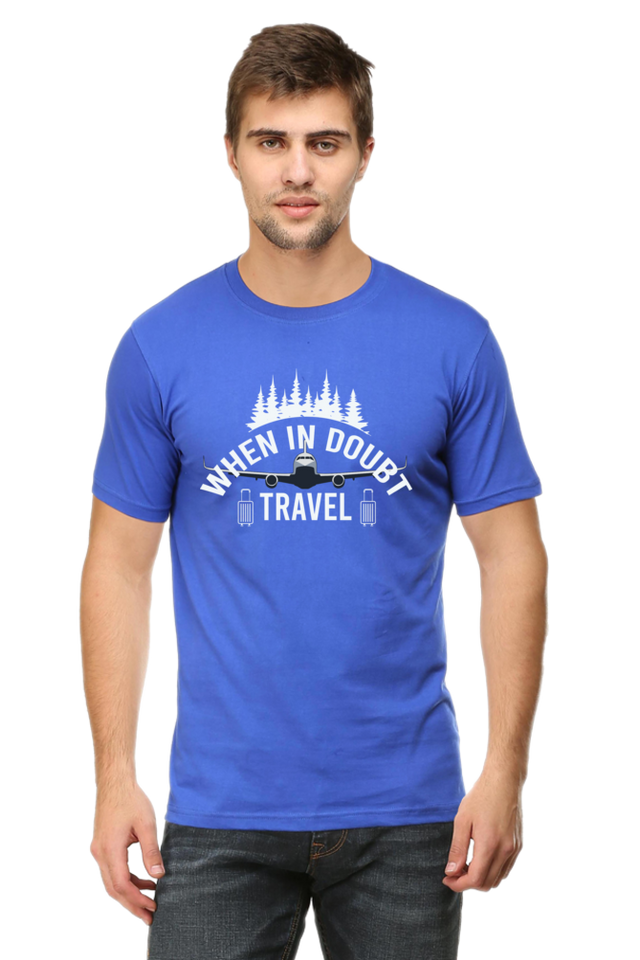 Maroon Travel in Doubt Round Neck Tshirt