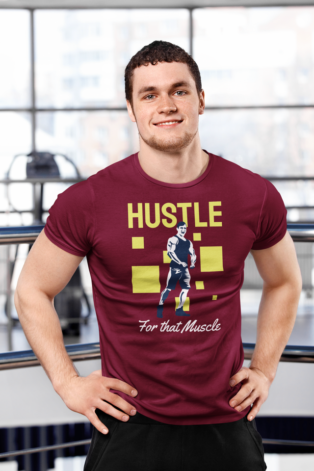 Red Hustle For Muscle Tshirt